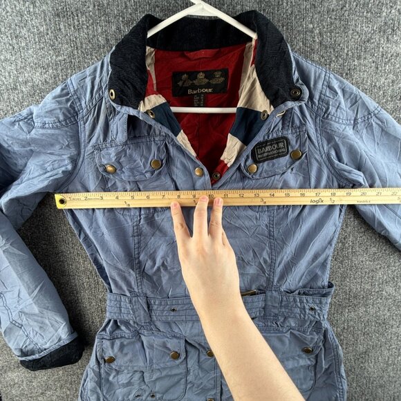 Barbour “vintage International” Waxed Jacket Women Blue Size US 6 Lined Outdoors - Picture 7 of 16